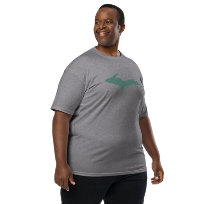 Michigan Upper Peninsula T-Shirt (w/ Copper Green UP Outline) | Men's Heavyweight