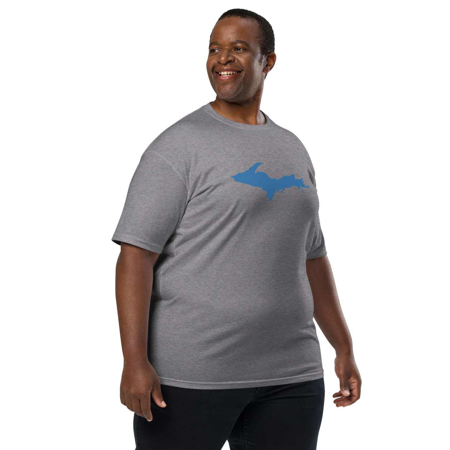 Michigan Upper Peninsula T-Shirt (w/ Blue UP Outline) | Men's Heavyweight