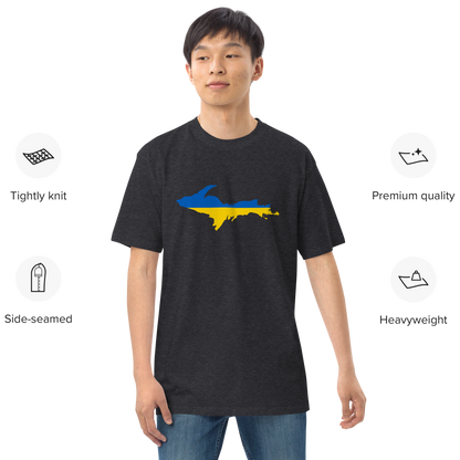 Michigan Upper Peninsula T-Shirt (w/ UP Ukraine Flag) | Men's Heavyweight