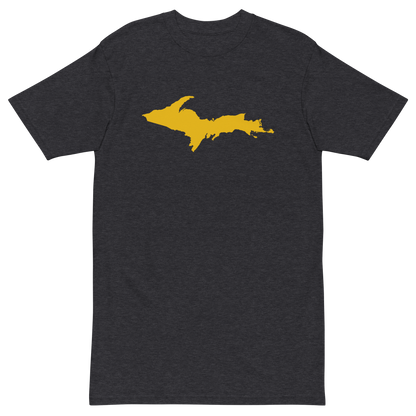 Michigan Upper Peninsula T-Shirt (w/ Gold UP Outline) | Men's Heavyweight