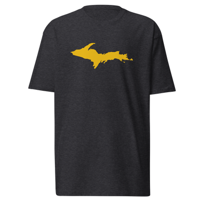 Michigan Upper Peninsula T-Shirt (w/ Gold UP Outline) | Men's Heavyweight