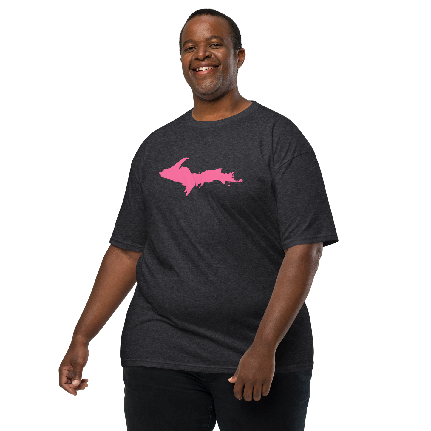 Michigan Upper Peninsula T-Shirt (w/ Pink UP Outline) | Men's Heavyweight