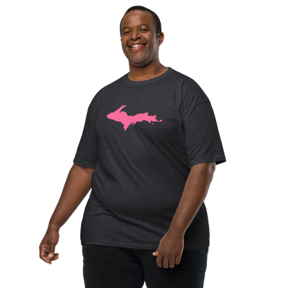 Michigan Upper Peninsula T-Shirt (w/ Pink UP Outline) | Men's Heavyweight