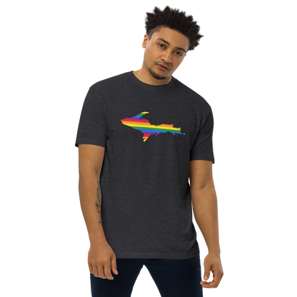 Michigan Upper Peninsula T-Shirt (w/ UP Rainbow Pride Flag) | Men's Heavyweight