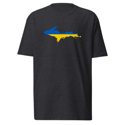 Michigan Upper Peninsula T-Shirt (w/ UP Ukraine Flag) | Men's Heavyweight