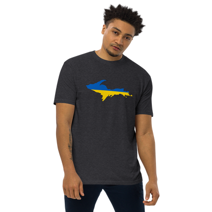 Michigan Upper Peninsula T-Shirt (w/ UP Ukraine Flag) | Men's Heavyweight