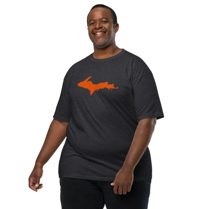 Michigan Upper Peninsula T-Shirt (w/ Orange Outline) | Men's Heavyweight