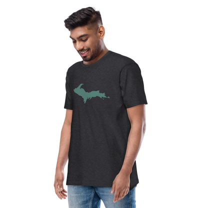 Michigan Upper Peninsula T-Shirt (w/ Copper Green UP Outline) | Men's Heavyweight