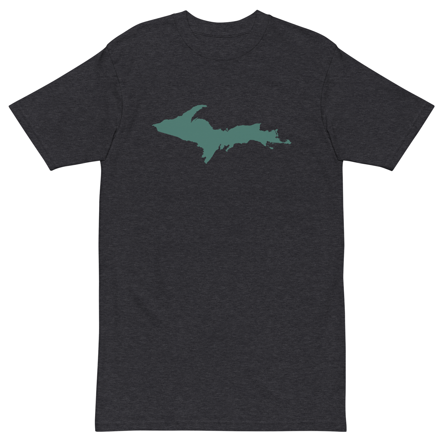 Michigan Upper Peninsula T-Shirt (w/ Copper Green UP Outline) | Men's Heavyweight