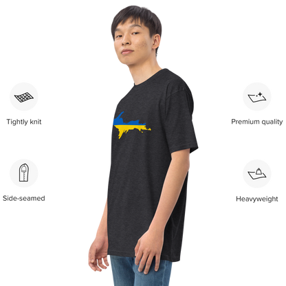 Michigan Upper Peninsula T-Shirt (w/ UP Ukraine Flag) | Men's Heavyweight