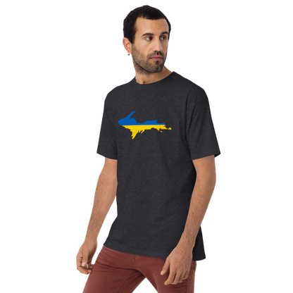 Michigan Upper Peninsula T-Shirt (w/ UP Ukraine Flag) | Men's Heavyweight