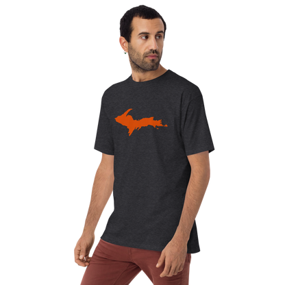 Michigan Upper Peninsula T-Shirt (w/ Orange Outline) | Men's Heavyweight