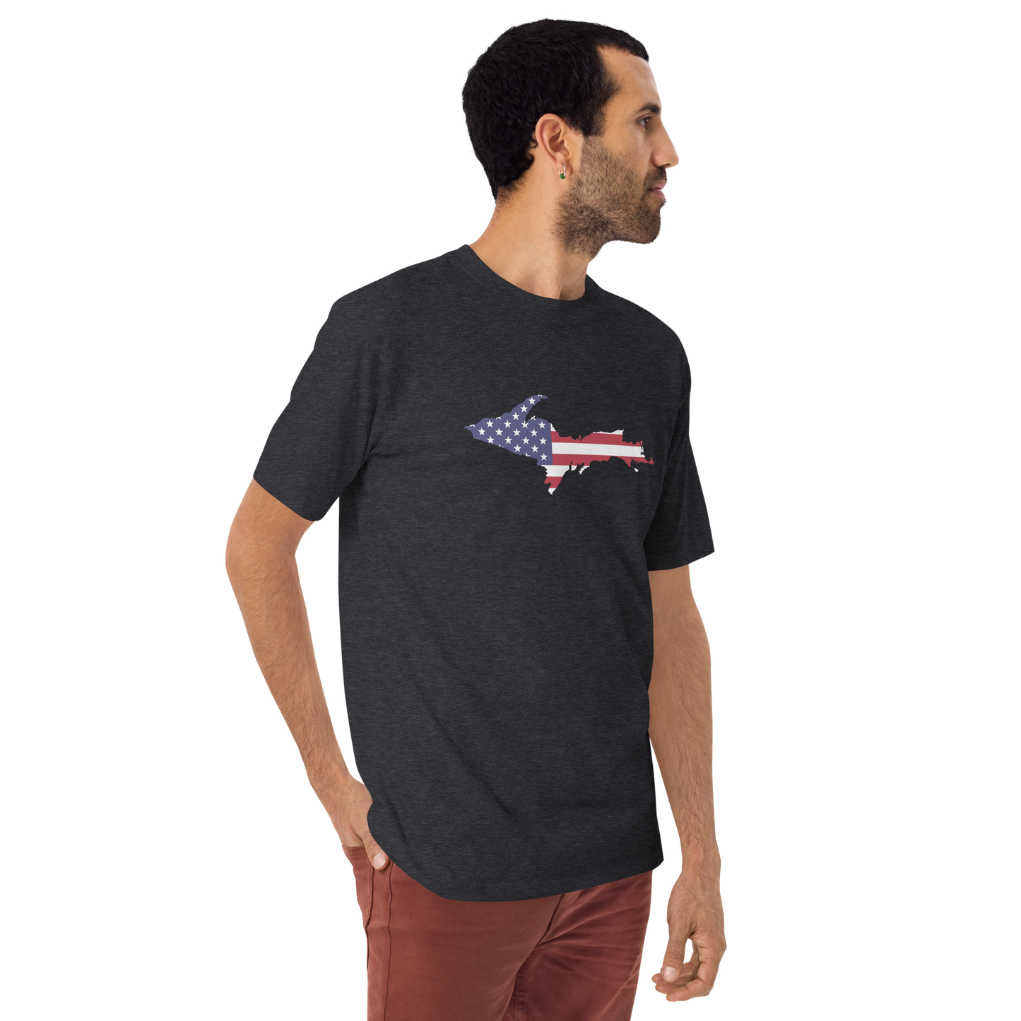 Michigan Upper Peninsula T-Shirt (w/ UP USA Flag) | Men's Heavyweight