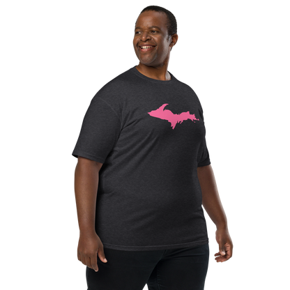 Michigan Upper Peninsula T-Shirt (w/ Pink UP Outline) | Men's Heavyweight