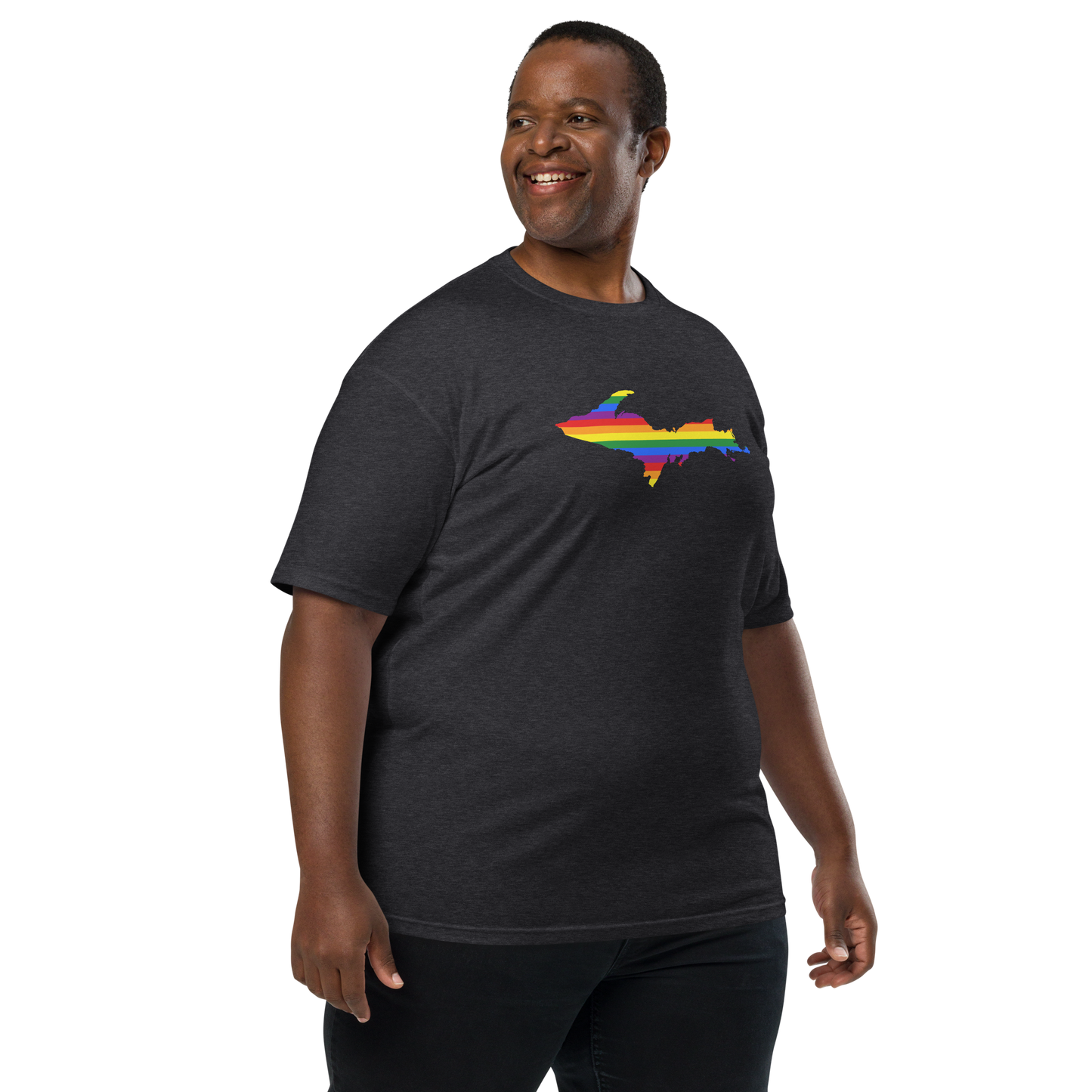 Michigan Upper Peninsula T-Shirt (w/ UP Rainbow Pride Flag) | Men's Heavyweight