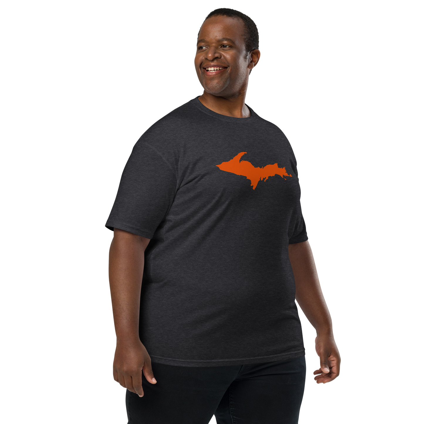 Michigan Upper Peninsula T-Shirt (w/ Orange Outline) | Men's Heavyweight