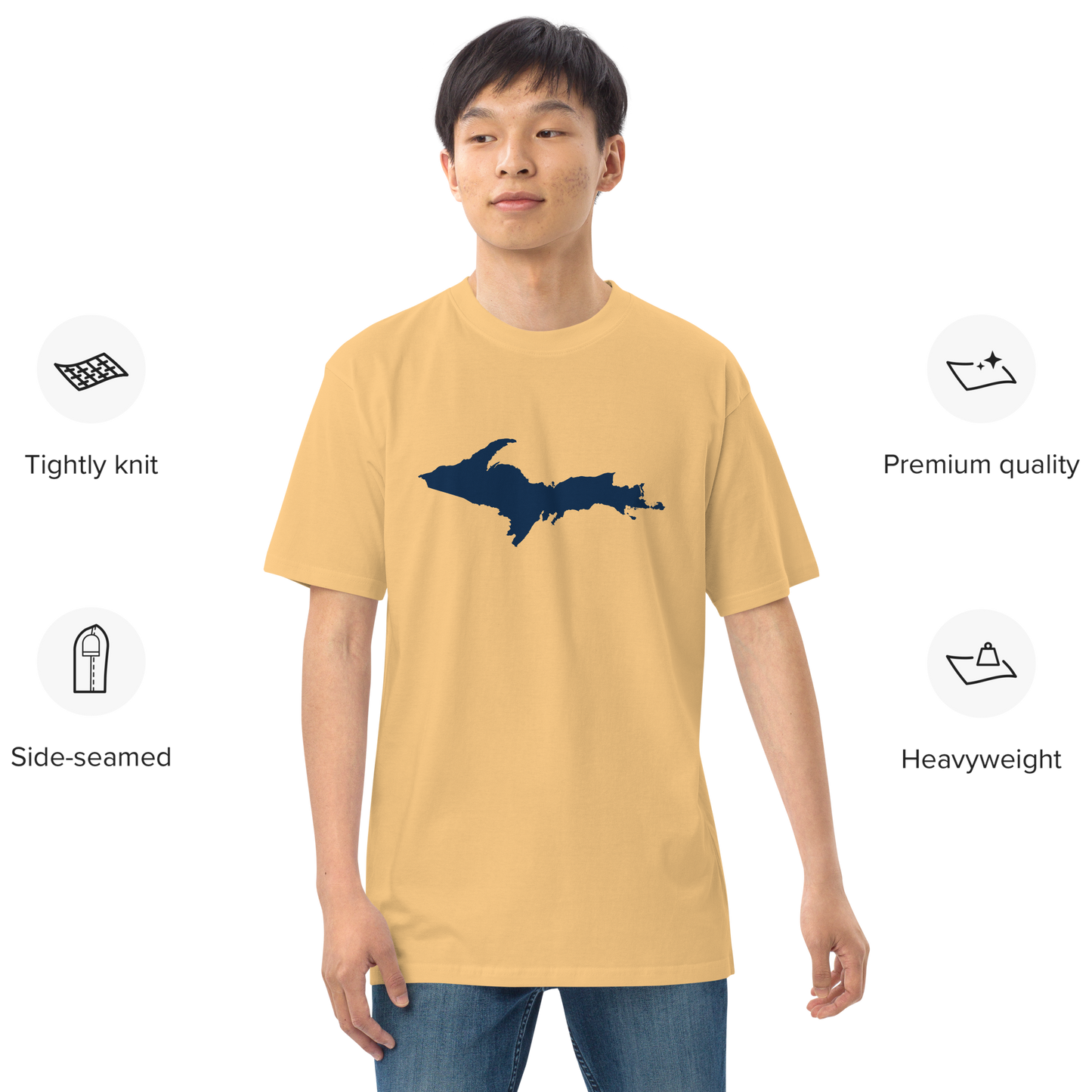 Michigan Upper Peninsula T-Shirt (w/ UP Outline) | Men's Heavyweight