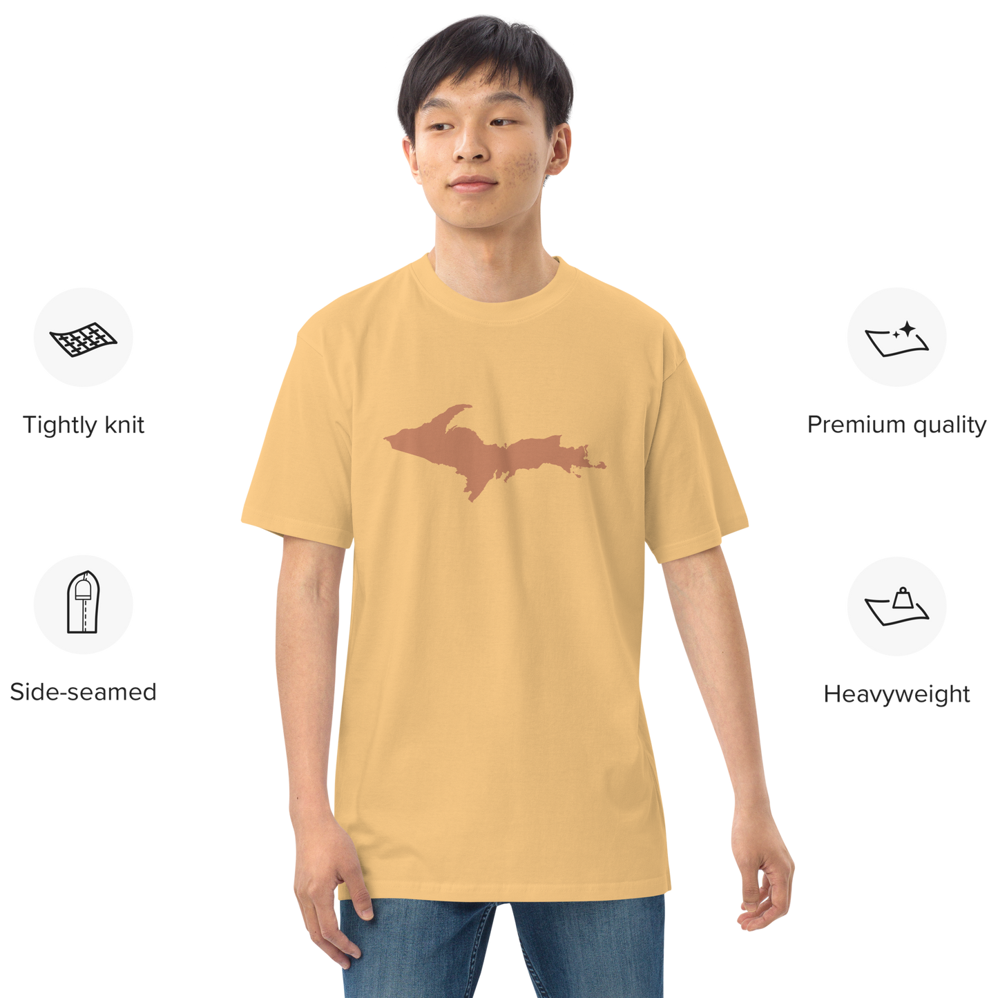 Michigan Upper Peninsula T-Shirt (w/ Copper Outline) | Men's Heavyweight