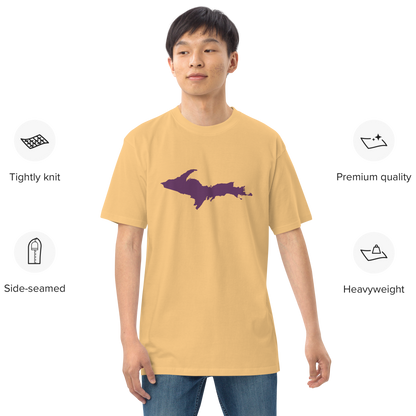 Michigan Upper Peninsula T-Shirt (w/ Plum UP Outline) | Men's Heavyweight