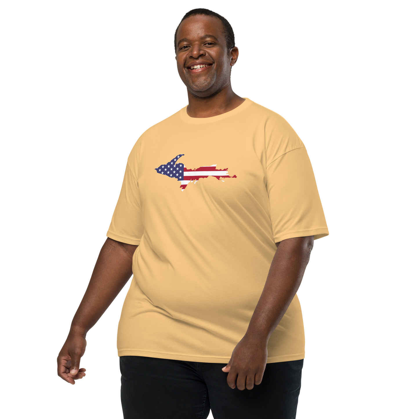 Michigan Upper Peninsula T-Shirt (w/ UP USA Flag) | Men's Heavyweight