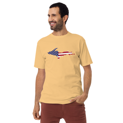 Michigan Upper Peninsula T-Shirt (w/ UP USA Flag) | Men's Heavyweight