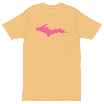 Michigan Upper Peninsula T-Shirt (w/ Pink UP Outline) | Men's Heavyweight