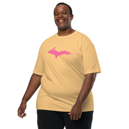 Michigan Upper Peninsula T-Shirt (w/ Pink UP Outline) | Men's Heavyweight