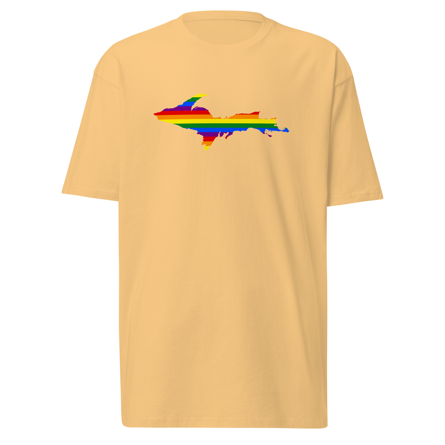 Michigan Upper Peninsula T-Shirt (w/ UP Rainbow Pride Flag) | Men's Heavyweight