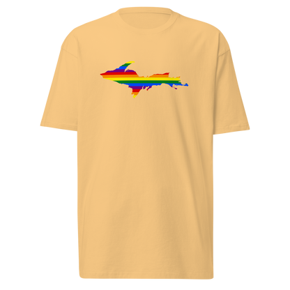 Michigan Upper Peninsula T-Shirt (w/ UP Rainbow Pride Flag) | Men's Heavyweight