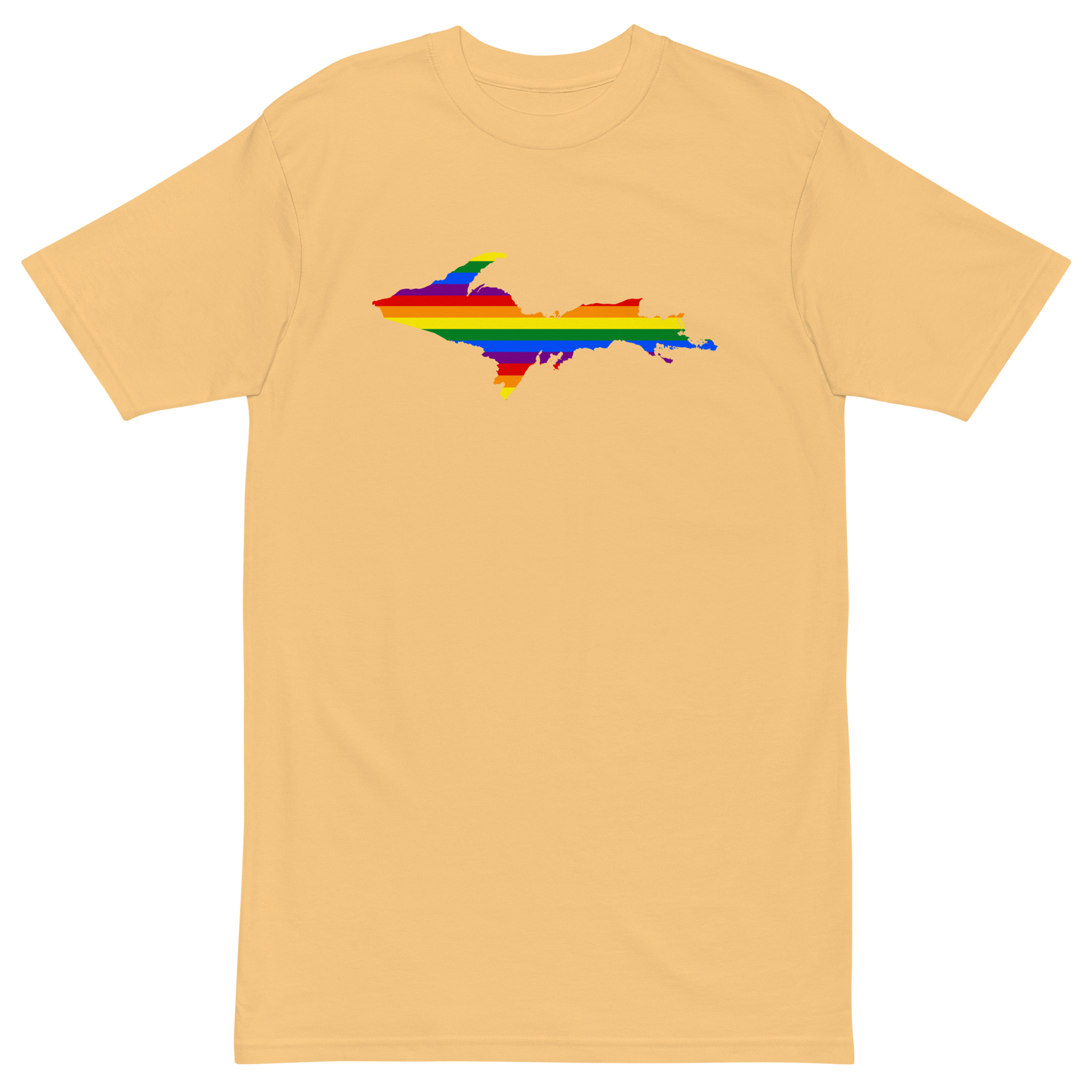 Michigan Upper Peninsula T-Shirt (w/ UP Rainbow Pride Flag) | Men's Heavyweight