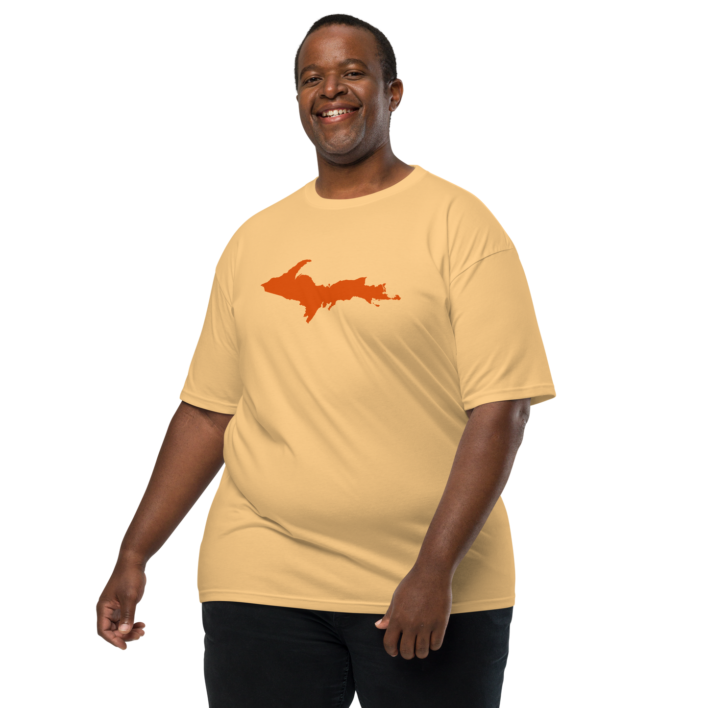 Michigan Upper Peninsula T-Shirt (w/ Orange Outline) | Men's Heavyweight