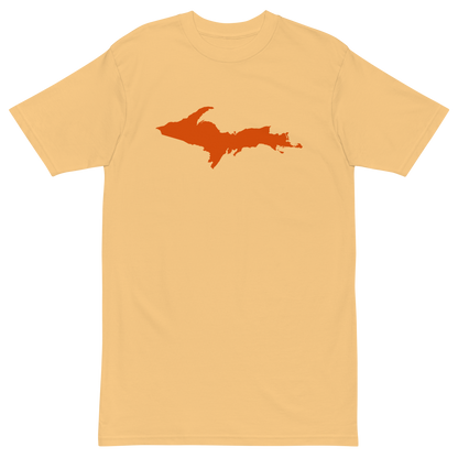 Michigan Upper Peninsula T-Shirt (w/ Orange Outline) | Men's Heavyweight