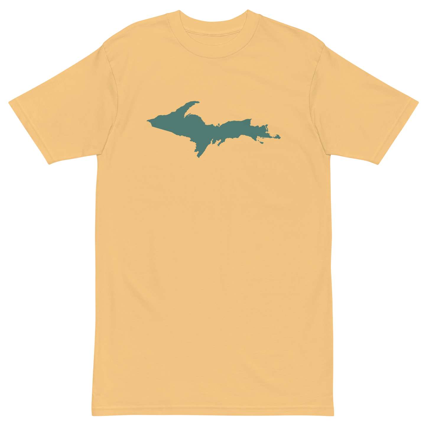 Michigan Upper Peninsula T-Shirt (w/ Copper Green UP Outline) | Men's Heavyweight