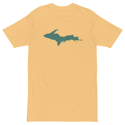 Michigan Upper Peninsula T-Shirt (w/ Copper Green UP Outline) | Men's Heavyweight