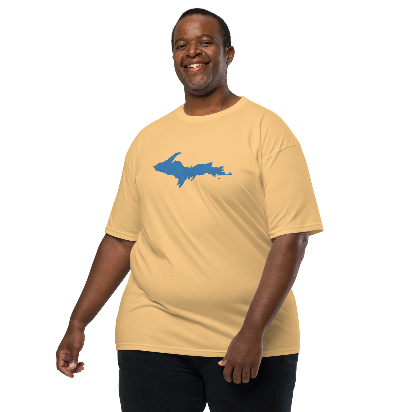 Michigan Upper Peninsula T-Shirt (w/ Blue UP Outline) | Men's Heavyweight