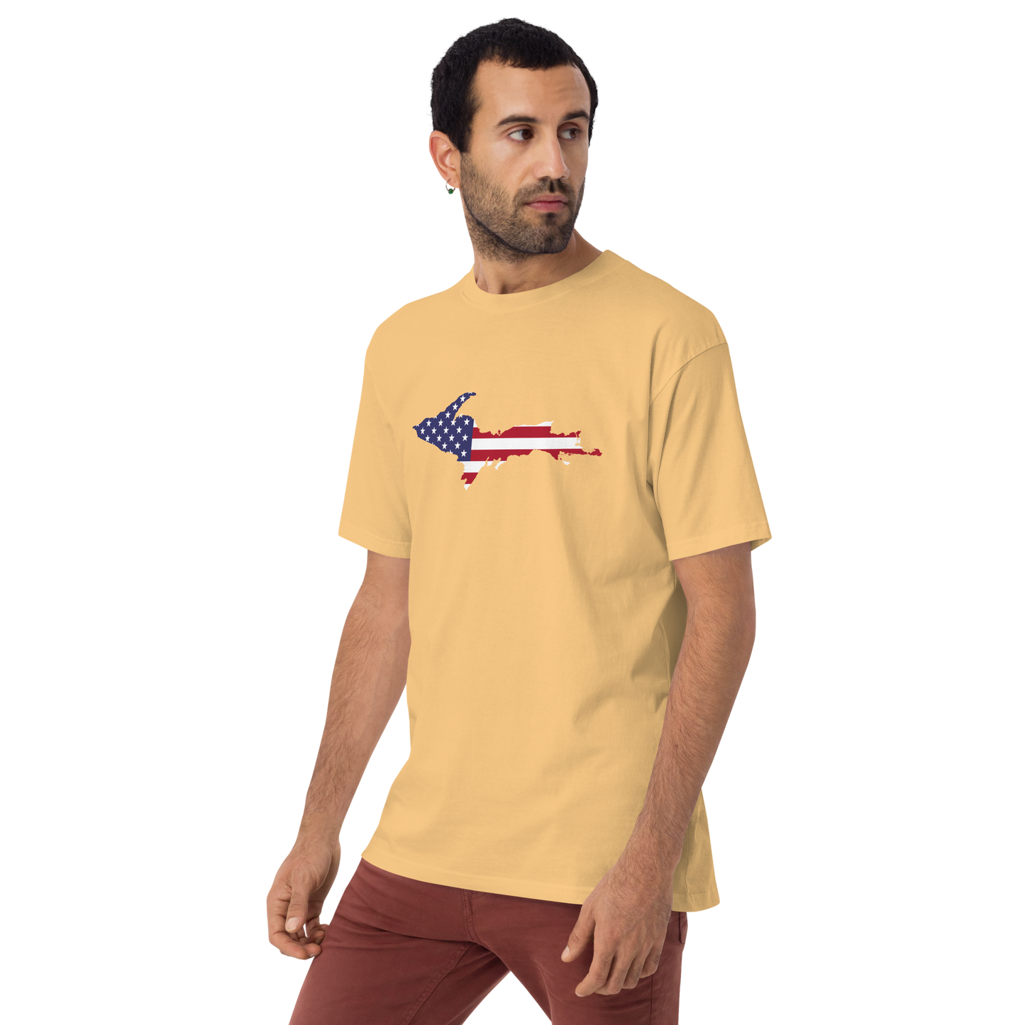 Michigan Upper Peninsula T-Shirt (w/ UP USA Flag) | Men's Heavyweight