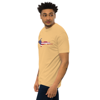 Michigan Upper Peninsula T-Shirt (w/ UP USA Flag) | Men's Heavyweight