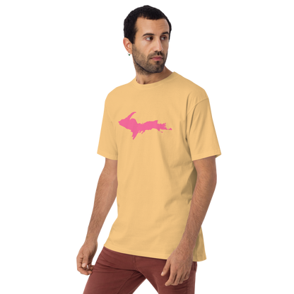 Michigan Upper Peninsula T-Shirt (w/ Pink UP Outline) | Men's Heavyweight