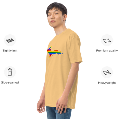 Michigan Upper Peninsula T-Shirt (w/ UP Rainbow Pride Flag) | Men's Heavyweight