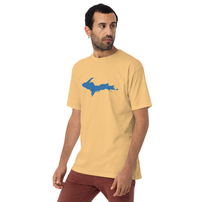 Michigan Upper Peninsula T-Shirt (w/ Blue UP Outline) | Men's Heavyweight