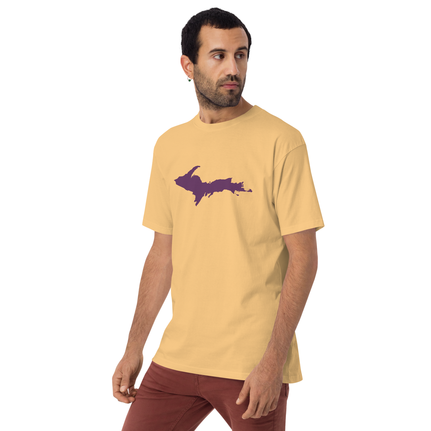 Michigan Upper Peninsula T-Shirt (w/ Plum UP Outline) | Men's Heavyweight