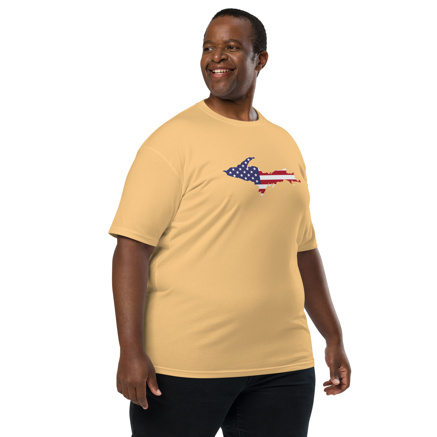 Michigan Upper Peninsula T-Shirt (w/ UP USA Flag) | Men's Heavyweight