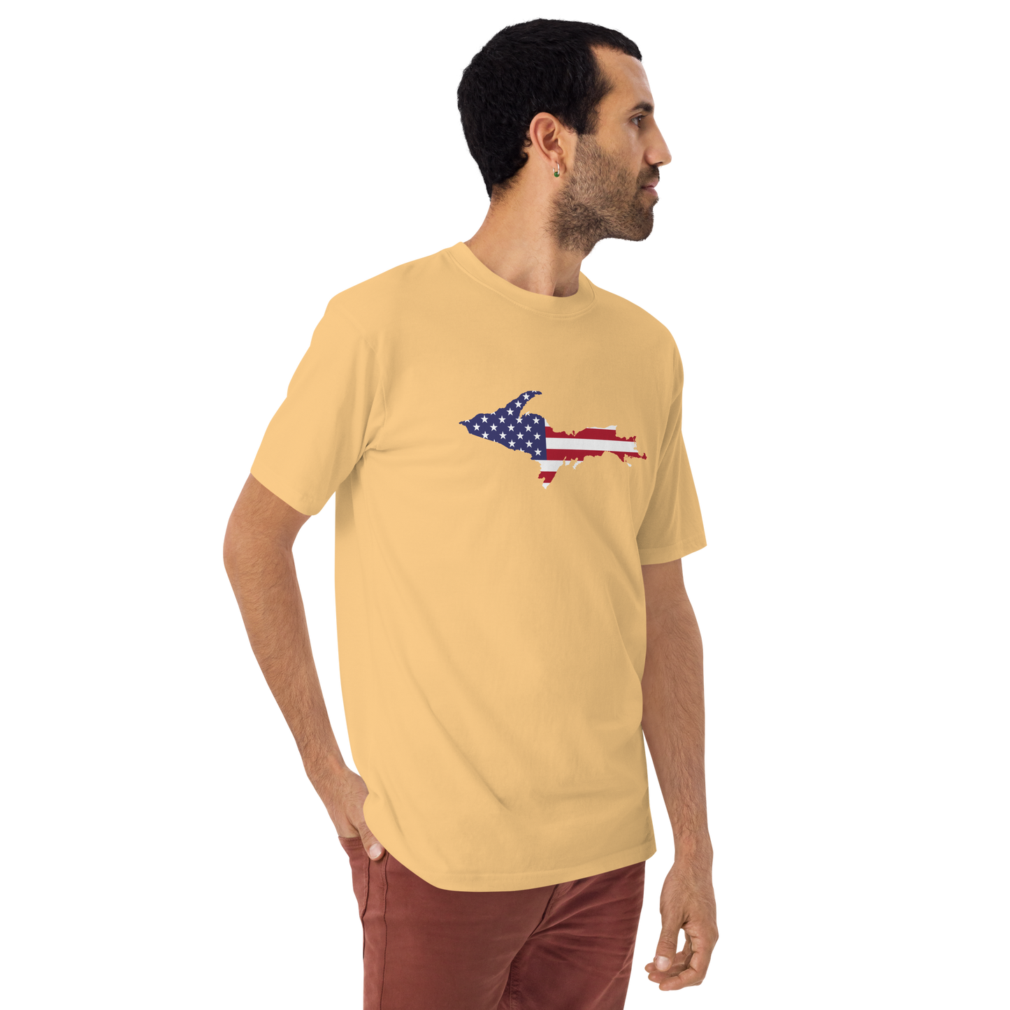 Michigan Upper Peninsula T-Shirt (w/ UP USA Flag) | Men's Heavyweight