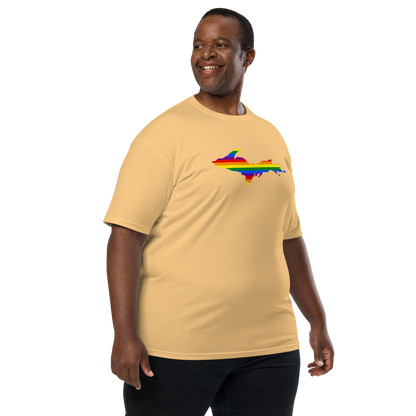 Michigan Upper Peninsula T-Shirt (w/ UP Rainbow Pride Flag) | Men's Heavyweight