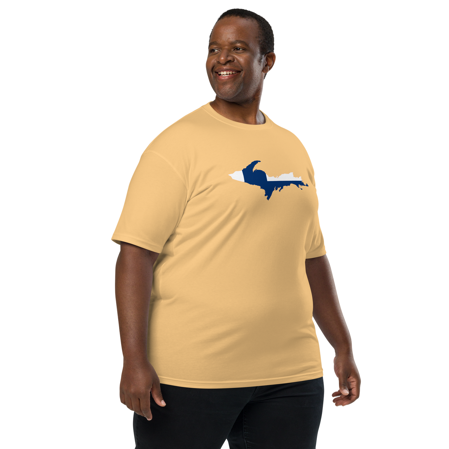 Michigan Upper Peninsula T-Shirt (w/ UP Finland Flag) | Men's Heavyweight