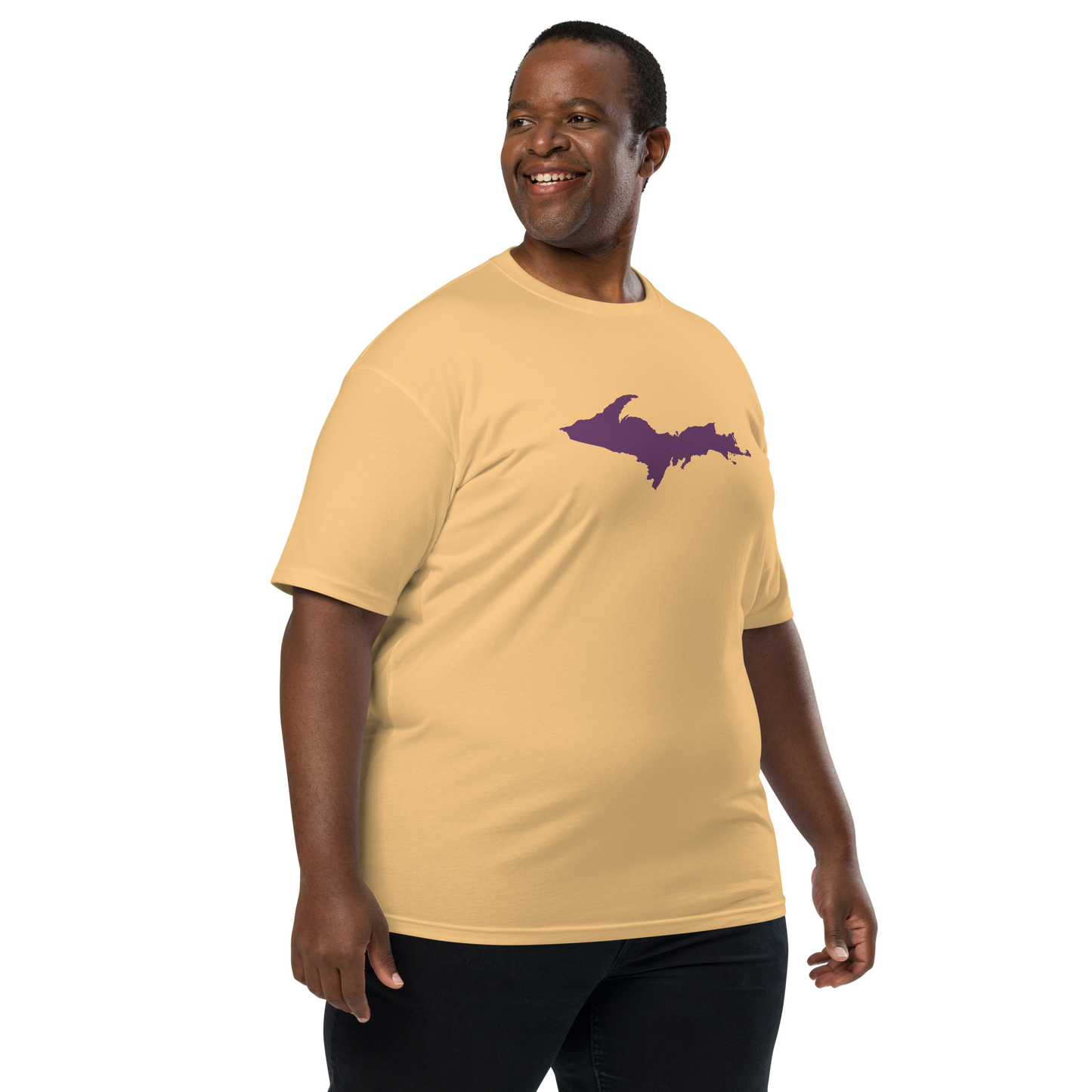 Michigan Upper Peninsula T-Shirt (w/ Plum UP Outline) | Men's Heavyweight