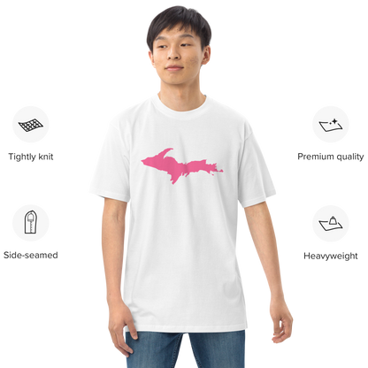 Michigan Upper Peninsula T-Shirt (w/ Pink UP Outline) | Men's Heavyweight