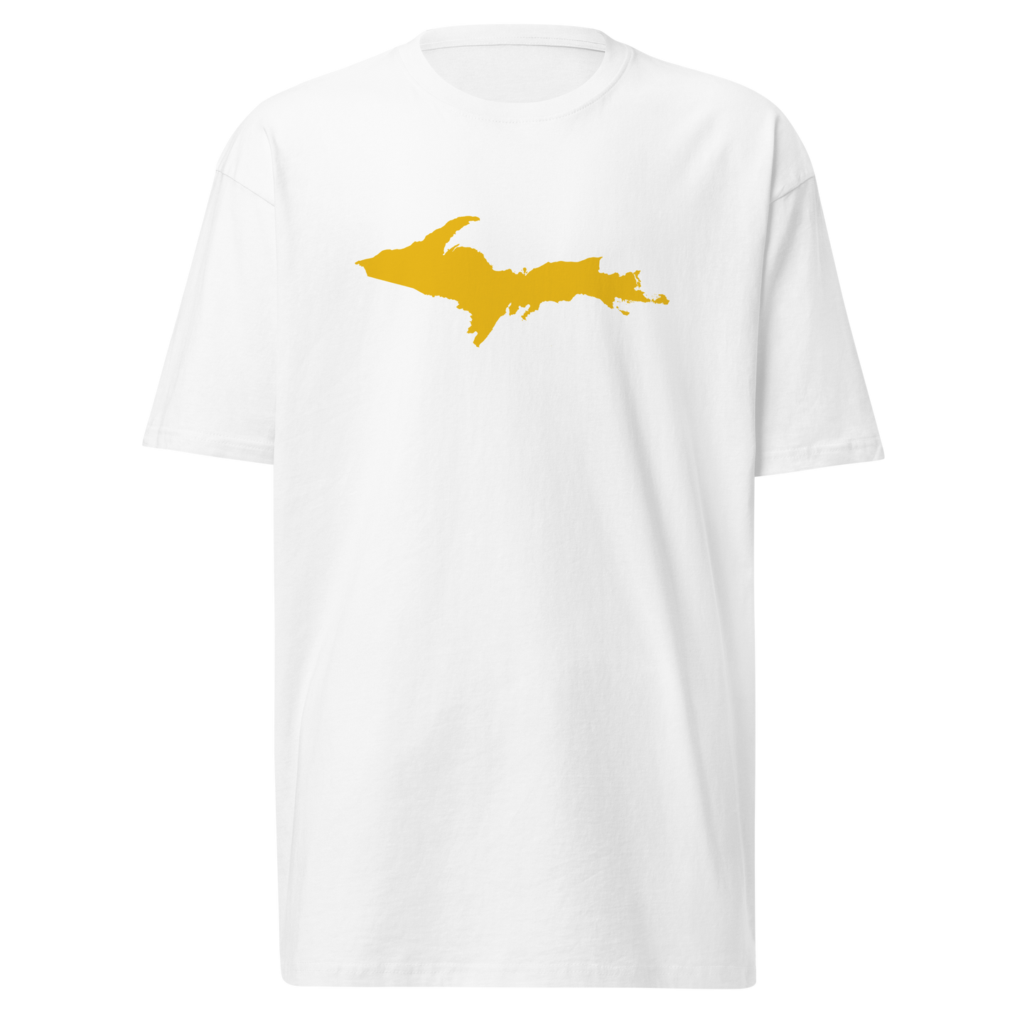 Michigan Upper Peninsula T-Shirt (w/ Gold UP Outline) | Men's Heavyweight