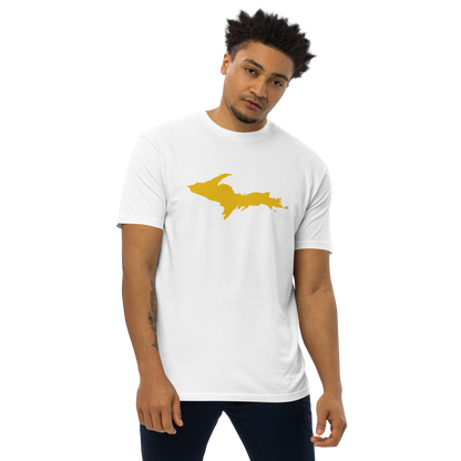 Michigan Upper Peninsula T-Shirt (w/ Gold UP Outline) | Men's Heavyweight