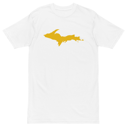 Michigan Upper Peninsula T-Shirt (w/ Gold UP Outline) | Men's Heavyweight